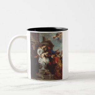 Coronation of Saint Rosalia by Anthony van Dyck Two-Tone Coffee Mug
