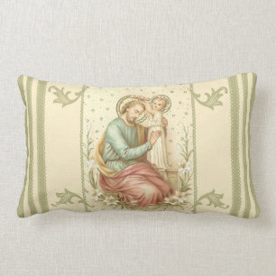 Coronation of St. Joseph by Jesus Lumbar Cushion