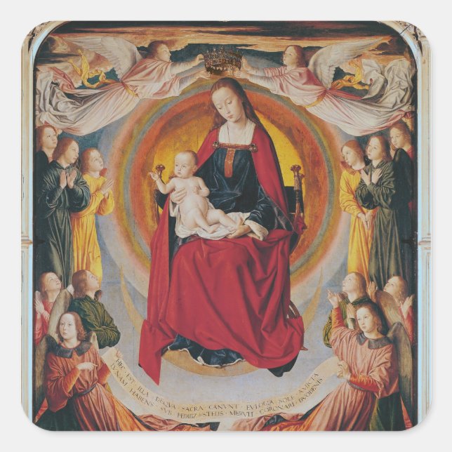 Coronation of the Virgin, centre panel Square Sticker (Front)
