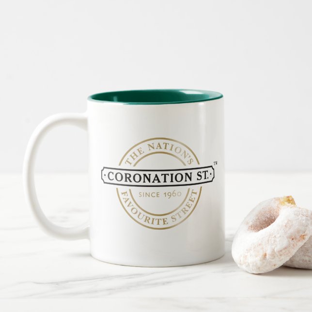 Coronation Street - Logo Two-Tone Coffee Mug (With Donut)