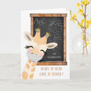 Coronavirus Back to School Giraffe w/Mask Card