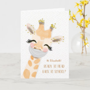 Coronavirus Back to School Giraffe w/Mask Card