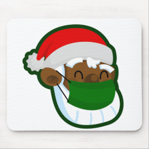 coronavirus christmas face mask black santa mouse pad
