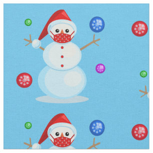 coronavirus christmas face mask snowman fabric