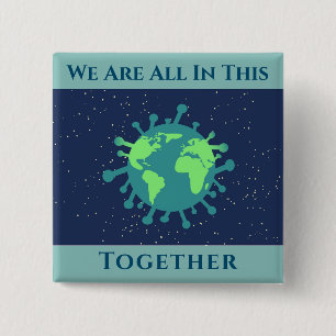 Coronavirus Covid 19 All In This Together 15 Cm Square Badge