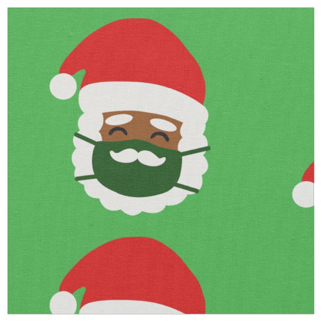 coronavirus face mask black santa christmas fabric (Close Up)