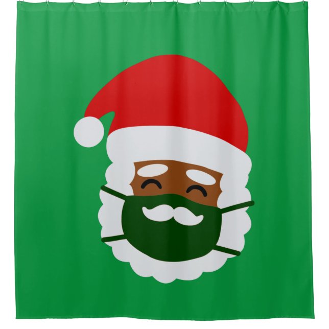 coronavirus face mask black santa christmas shower curtain (Front)
