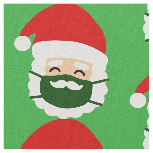 coronavirus face mask santa christmas fabric (Close Up)