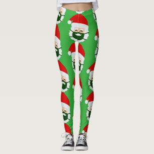 coronavirus face mask santa christmas leggings