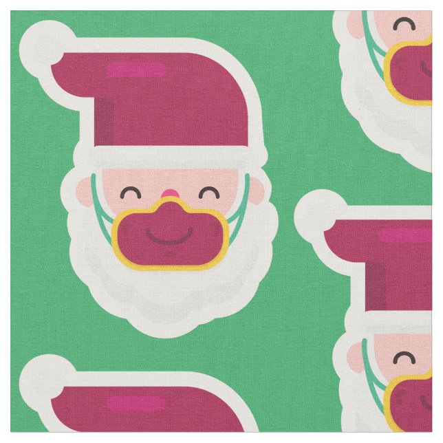 coronavirus face mask santa xmas fabric (Close Up)