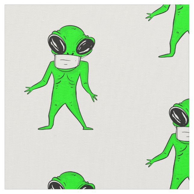 coronavirus halloween face mask alien fabric (Close Up)