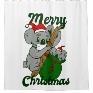 coronavirus koala christmas face mask shower curtain