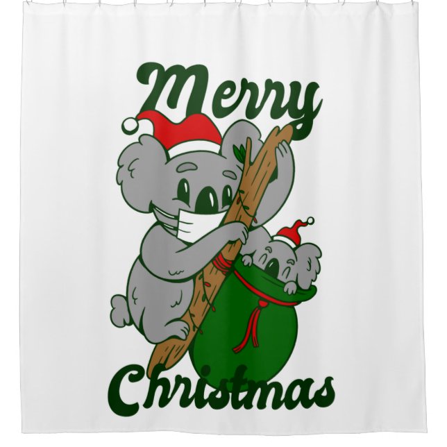 coronavirus koala christmas face mask shower curtain (Front)