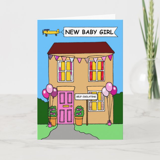 Coronavirus New Baby Girl Congratulations. Card (Front)