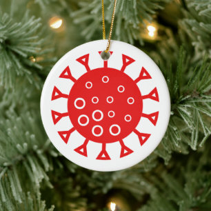 Coronavirus Red Funny Personalized Christmas Ceramic Tree Decoration