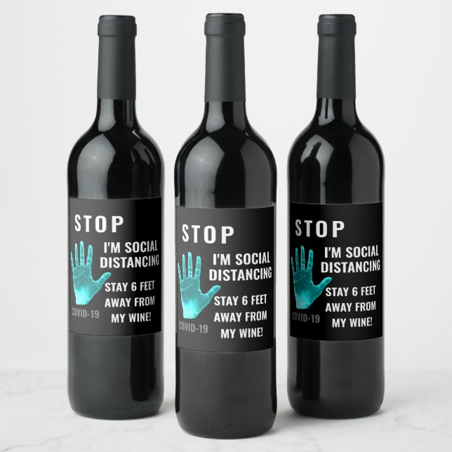 Coronavirus Social Distancing Funny Quote Wine Label (Bottles)