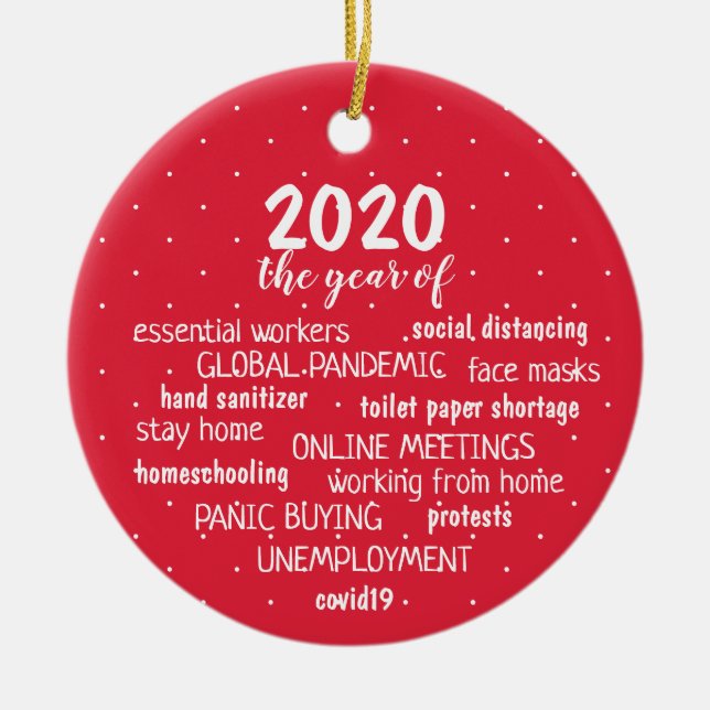 Coronavirus year ceramic tree decoration (Front)