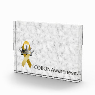CORONAwareness Marbled Gray Customizable Lucite Photo Block