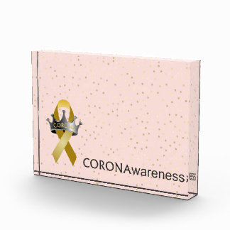 CORONAwareness Pink Confetti Customisable Lucite Photo Block