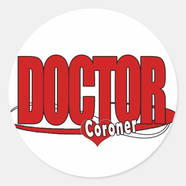 CORONER LOGO BIG RED DOCTOR CLASSIC ROUND STICKER (Front)