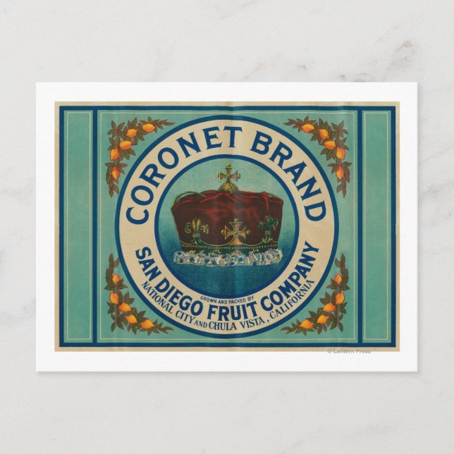 Coronet Lemon LabelChula Vista, CA Postcard (Front)
