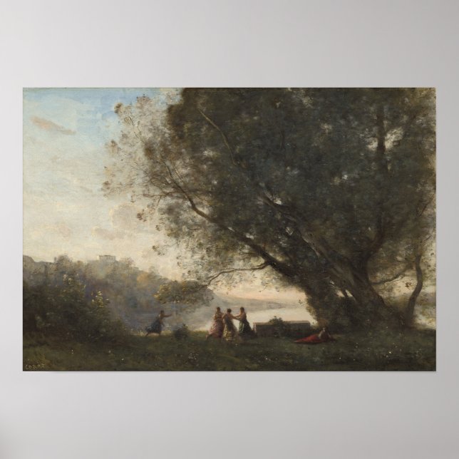 Corot - Dance Under Trees, Edge Of The Lake 1865 Poster (Front)