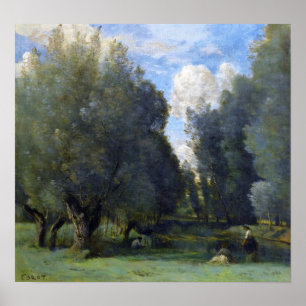 Corot - Fishing Under The Willows Poster
