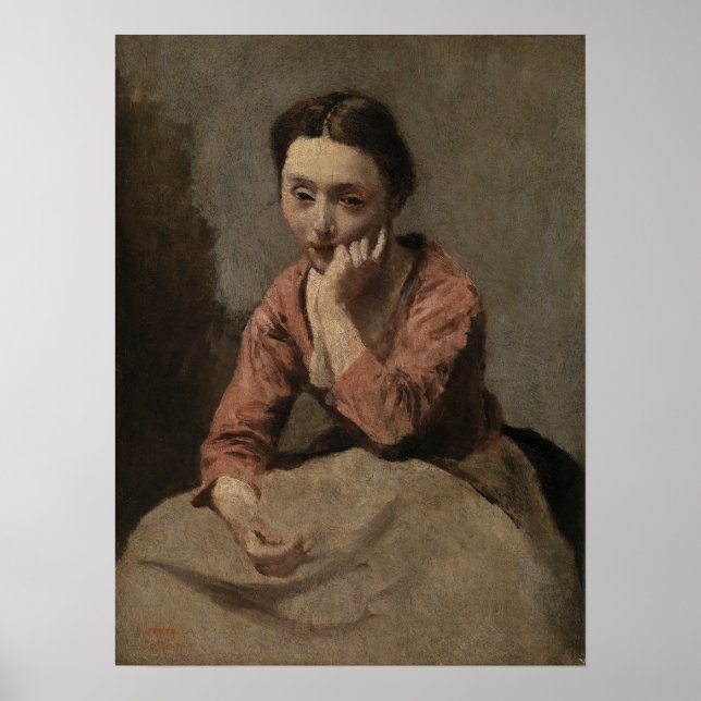 Corot - Pensive Young Woman Poster (Front)