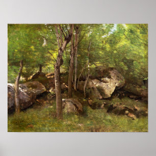 Corot - Rocks In The Forest Of Fontainebleau 1860 Poster