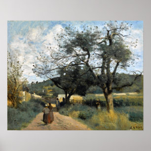 Corot - Route Through The Fields Poster