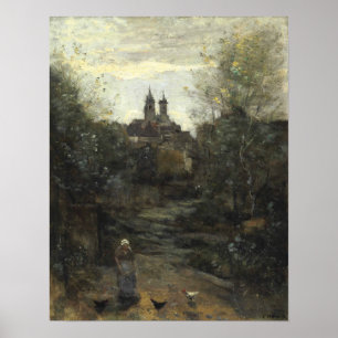 Corot - Semur Le Chemin De L'Eglise 1855 Poster