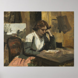 Corot - Young Girl Reading Poster