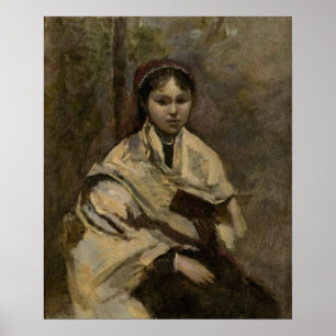 Corot - Young Girl Sitting With Book In Hand Poster