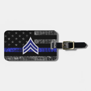 Corporal Stripes Thin Blue Line Distressed Flag Luggage Tag