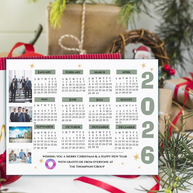 Corporate 2026 Calendar Business Company Logo  Holiday Postcard (Corporate 2026 Calendar Business Company Logo Holiday Postcard)