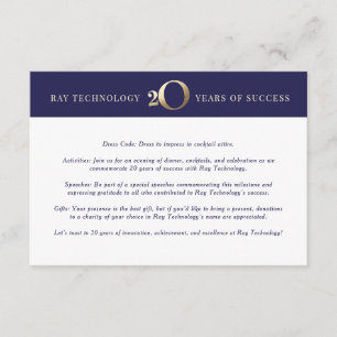 Corporate 20th Anniversary Details Insert Card
