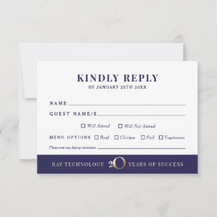 Corporate 20th Anniversary RSVP Reply Card