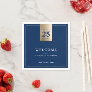 CORPORATE ANNIVERSARY business navy white gold Napkin