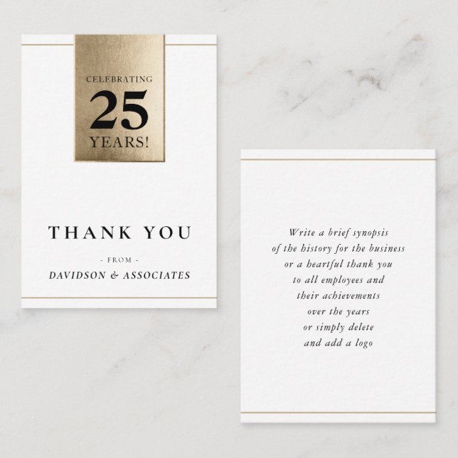 CORPORATE ANNIVERSARY business white black gold Card (Front/Back)