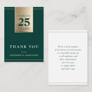 CORPORATE ANNIVERSARY business white green gold Business Card