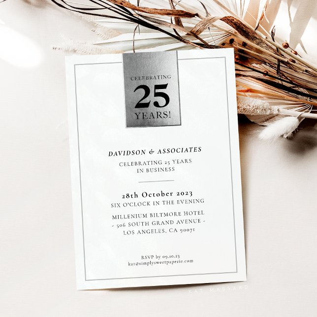 CORPORATE ANNIVERSARY classy business silver black Invitation (Creator Uploaded)