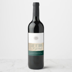 CORPORATE ANNIVERSARY elegant business green gold Wine Label