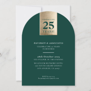 CORPORATE ANNIVERSARY luxury business green gold Invitation