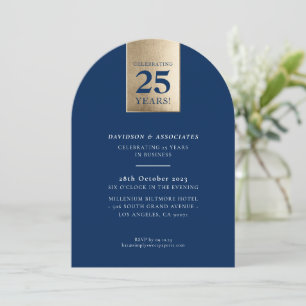 CORPORATE ANNIVERSARY luxury business navy gold Invitation