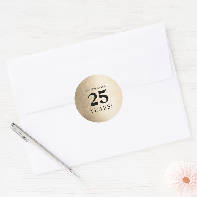 CORPORATE ANNIVERSARY stylish business black gold Classic Round Sticker (Envelope)