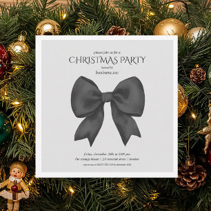 Corporate Black Bow Christmas Holiday Party  Invitation