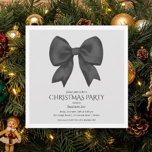 Corporate Black Bow Christmas Holiday Party  Invitation