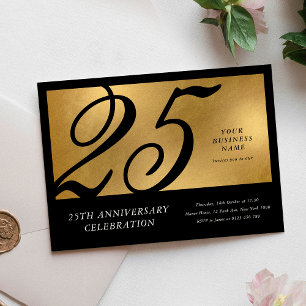 Corporate Black & Gold Chic Business Anniversary Invitation