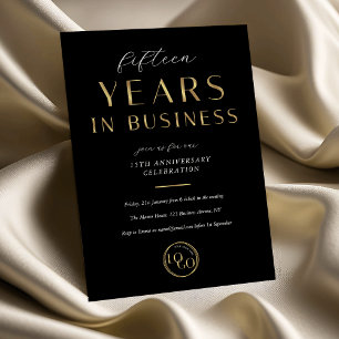 Corporate Black & Gold Logo Business Anniversary Invitation
