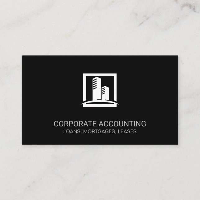 Corporate Building Icon Business Card (Front)